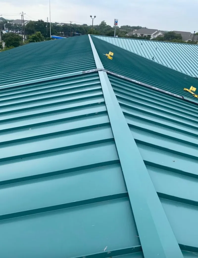 Green commercial metal roof ridge and valley for Metal Roof Repair in Dearborn